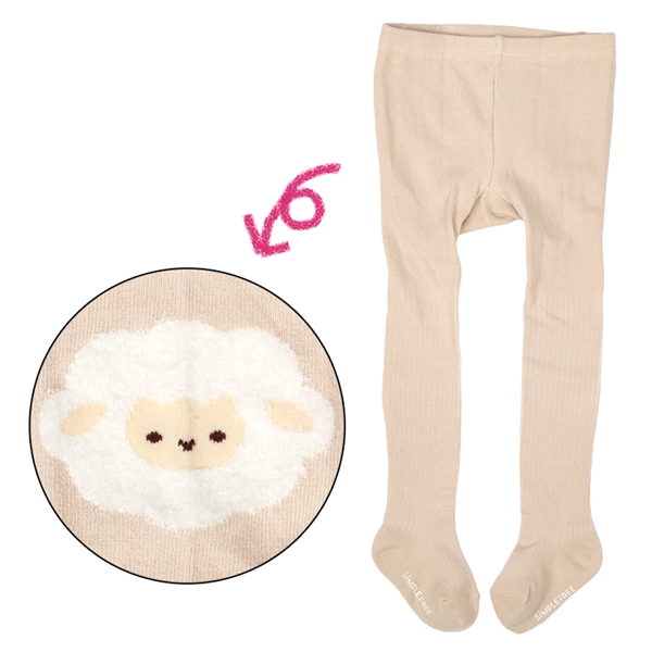[ベビー]タイツ　おしりモールひつじ ベージュ 75cm