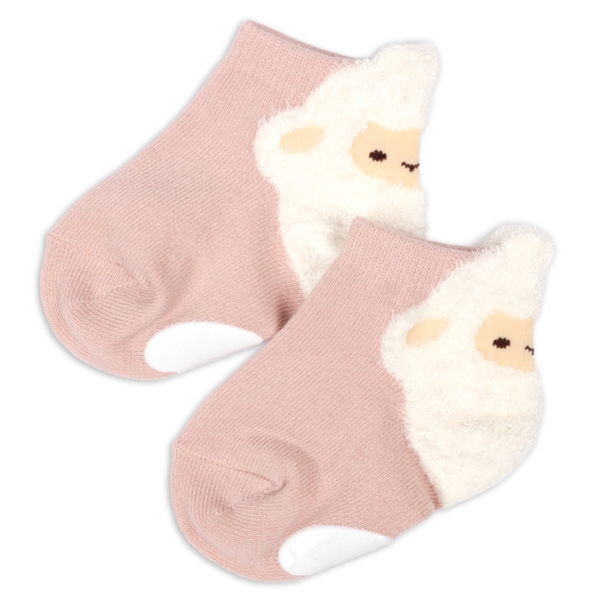[ベビー]ショートソックス　かかとモールひつじ ピンク 9~14cm