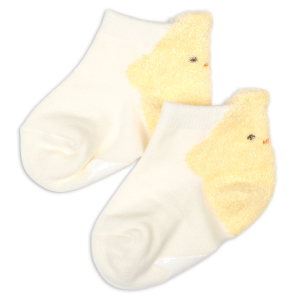 [ベビー]ショートソックス　かかとモールひよこ オフホワイト 9~14cm