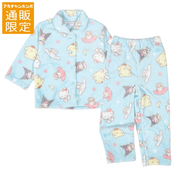 【通販限定】[キッズ]長袖パジャマ　サンリオ　総柄　サックス サックス 100cm