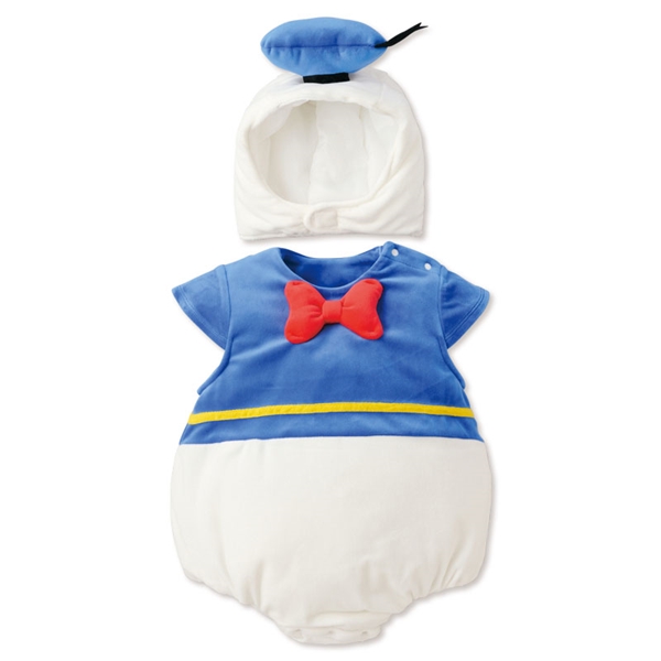 [80～90cm]帽子付きコスチュームロンパース ドナルドダック ブルー 80～90cm