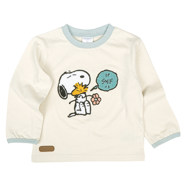 [キッズ]長袖Tシャツ　さがら刺しゅう　PEANUTSBaby　オフホワイト オフホワイト 100cm