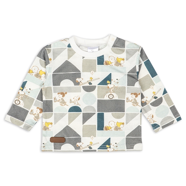 [ベビー]長袖Tシャツ　総柄　PEANUTSBaby　グレー グレー 80cm