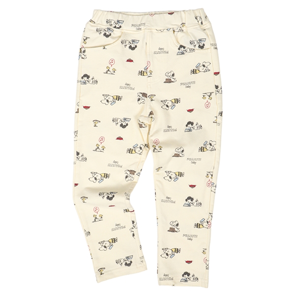 [キッズ]ロングパンツ　ストレッチ　総柄　PEANUTSBaby　オフホワイト オフホワイト 100cm