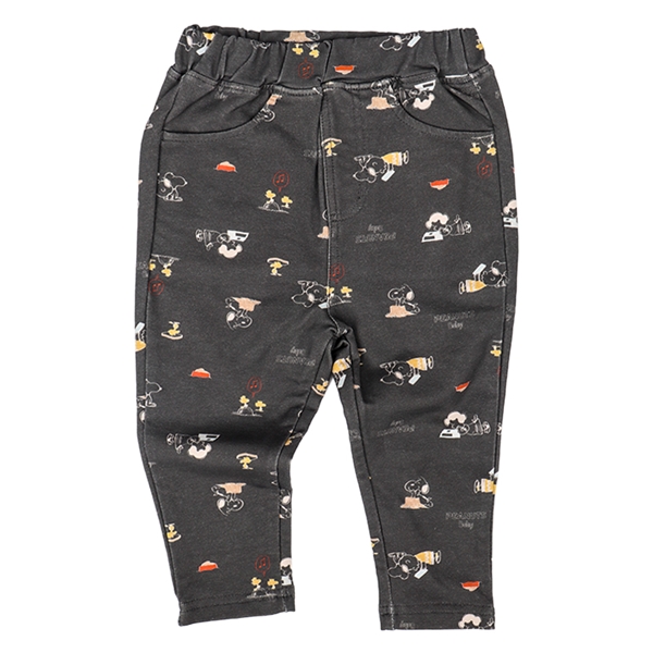 [ベビー]ロングパンツ　ストレッチ　総柄　PEANUTSBaby　チャコールグレー チャコールグレー 80cm