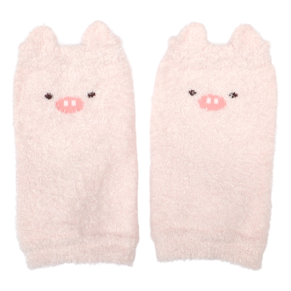 [ベビー]ふわふわレッグウォーマー　ぶた ピンク 70~95cm