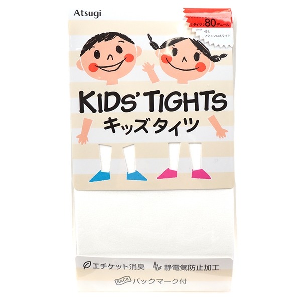[キッズ]キッズタイツ80デニール ホワイト ホワイト 105cm
