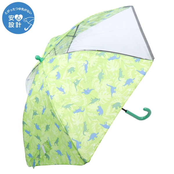 [45cm]フチまる傘　ダイナソージャングル グリーン グリーン 45cm