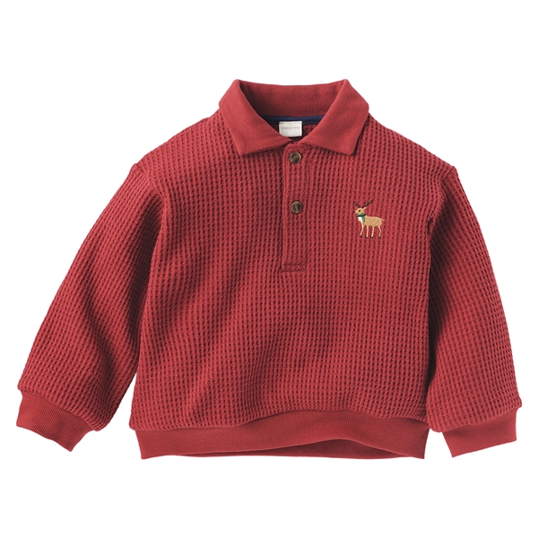 [キッズ]長袖トレーナー  衿付き レッド レッド 100cm