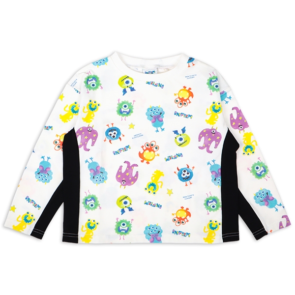 [キッズ]INFILM　長袖Tシャツ　モンスター総柄　ホワイト ホワイト 100cm