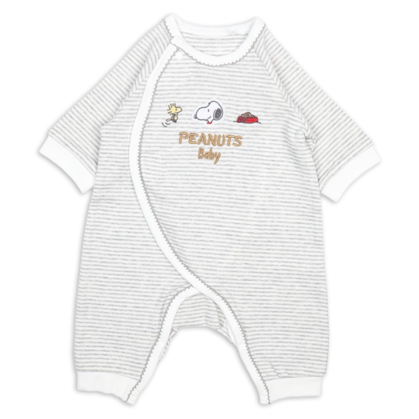 長袖プレオール　PEANUTS Baby　ボーダー　グレー グレー 60cm