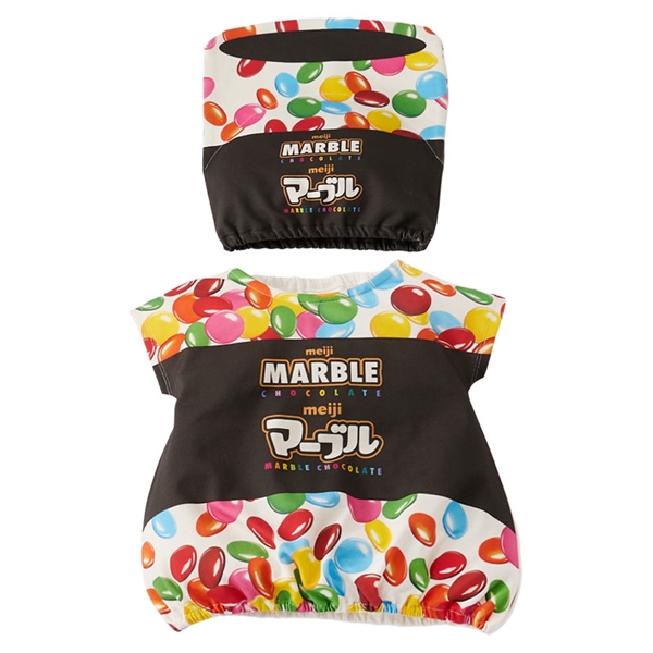 【9/25発売】[80～90cm]帽子付きおやつベスト マーブルチョコ オフホワイト 80～90cm