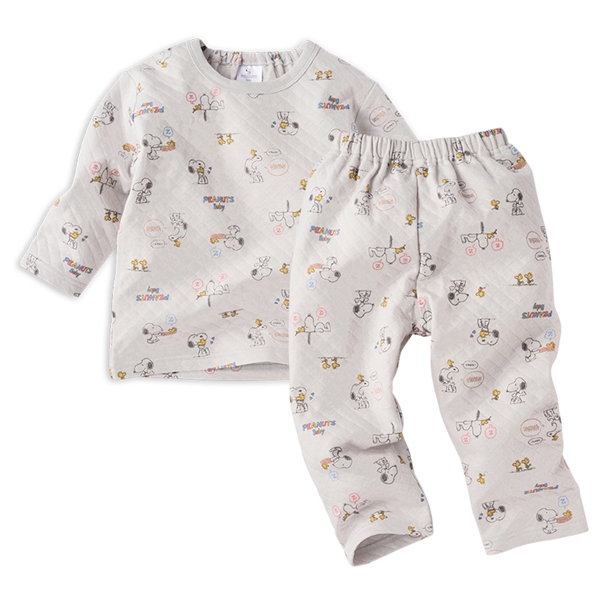 [ベビー]長袖　パジャマ　ＰＥＡＮＵＴＳＢＡＢＹ　総柄　グレー グレー 80cm