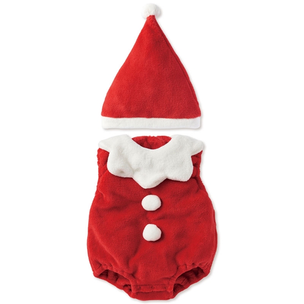 [70～80cm]クリスマスロンパース サンタ レッド 70～80cm