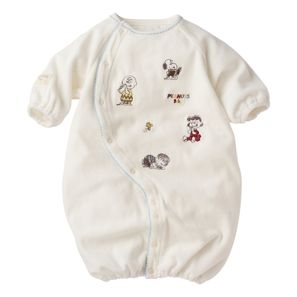 長袖ドレスオール　PEANUTS Baby　モチーフ刺しゅう　オフホワイト オフホワイト 50~60cm