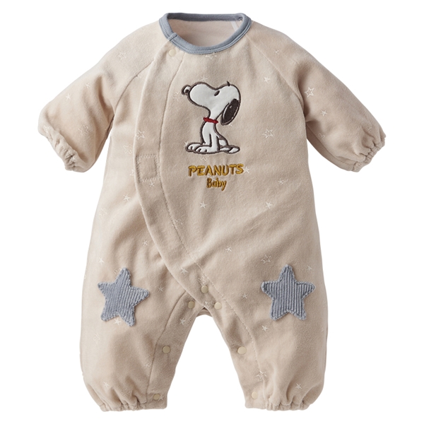 長袖プレオール　PEANUTS Baby　膝モチーフ　ベージュ ベージュ 60cm