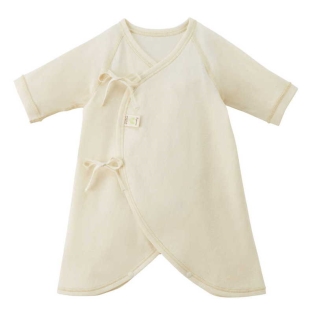 ×[ひもタイプ]コンビ肌着 長袖 オーガニックコットン アイボリー　[ミキハウス　ホットビスケッツ] アイボリー 50cm