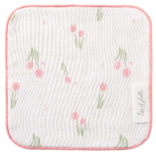 オーガニックコットンミニハンカチ　チューリップ オフホワイト オフホワイト