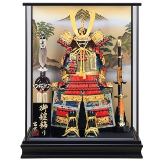 【完売】鎧ケース飾り「連山赤糸縅鎧」 56544F 五月人形 【メーカー直送】