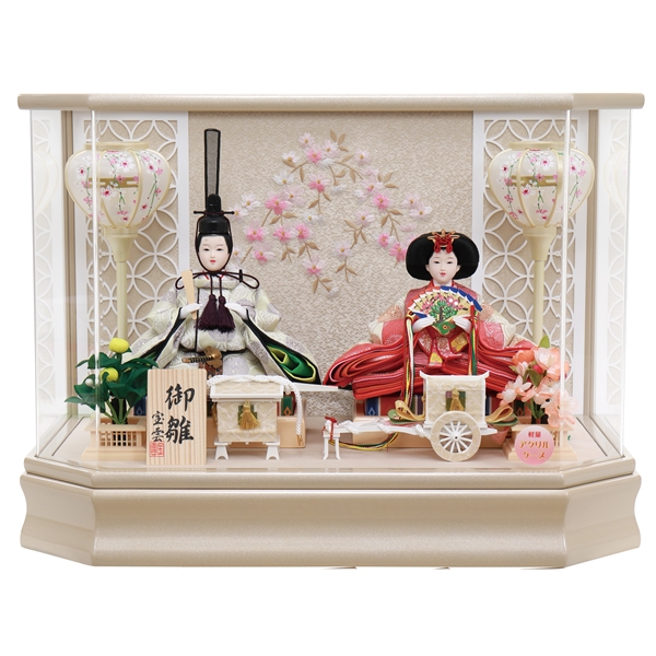 親王ケース飾り「六角枝桜模様刺繍」38129F 雛人形 【メーカー直送】 ナチュラル