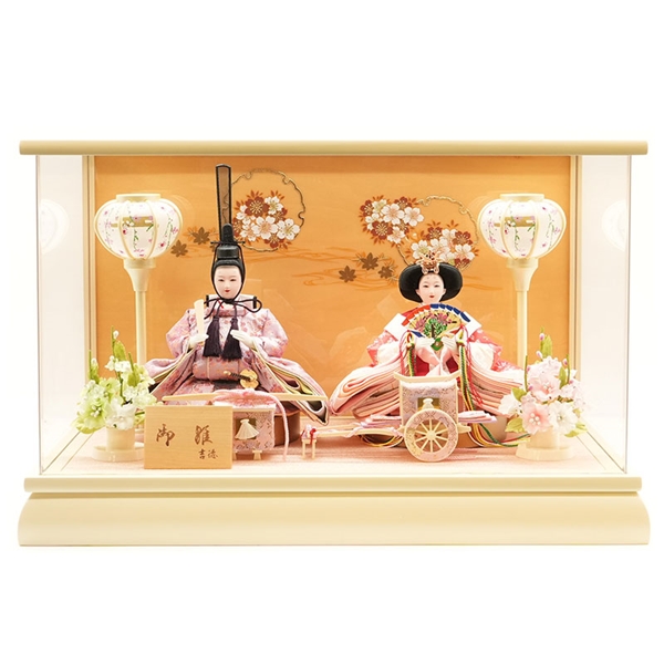 吉德 親王ケース飾り「雪輪に桜と楓パールホワイト」38651W 雛人形 【メーカー直送】 ナチュラル