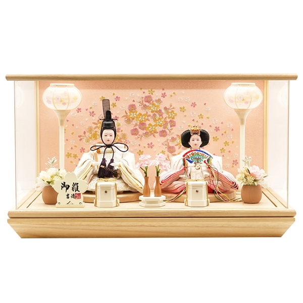 吉德 親王ケース飾り「白木目桜刺繍」38949W 雛人形 【メーカー直送】 ナチュラル