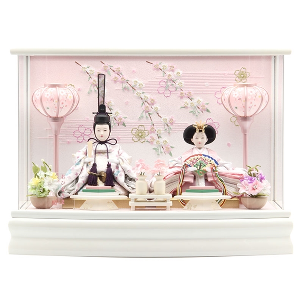 親王ケース飾り「陽光桜ホワイト」38071M 雛人形 【メーカー直送】 ピンク