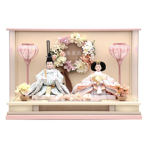 親王ケース「フラワーリースリボン」38076M 雛人形 【メーカー直送】 ピンク