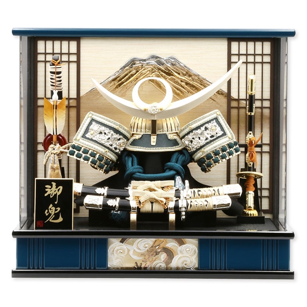 兜ケース飾り「金富士縹縅上杉謙信」 56092M 五月人形 【メーカー直送】