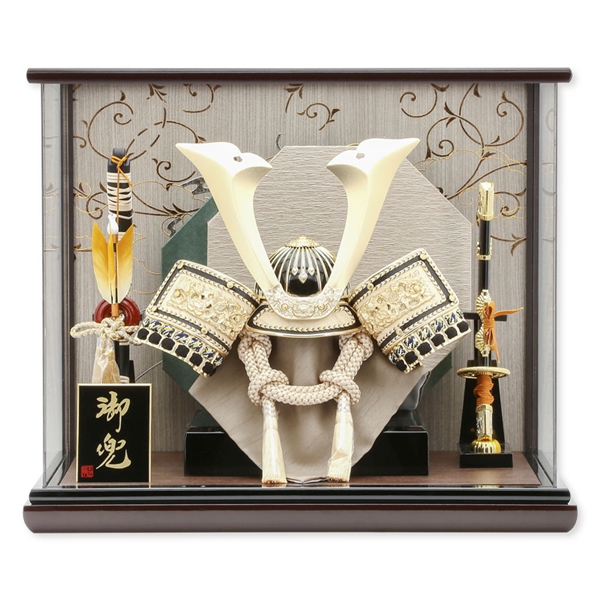 兜ケース飾り「唐草竜黒金大鍬 56093M 五月人形 【メーカー直送】