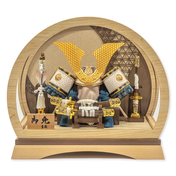 兜ケース飾り「木目半円大鍬形」 56390W 五月人形 【メーカー直送】