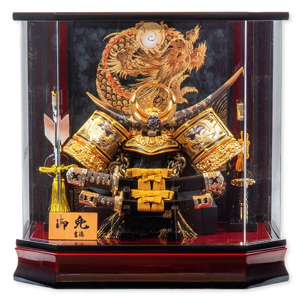 兜ケース飾り「金彩龍上杉謙信」 56389W 五月人形 【メーカー直送】