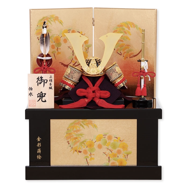 兜収納飾り「花丸金彩蒔絵赤糸縅し」 54102F 五月人形 【メーカー直送】