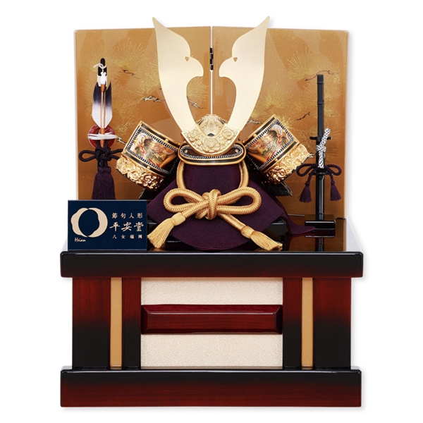 兜収納飾り「二曲松葉屏風大鍬形」 54100F 五月人形 【メーカー直送】