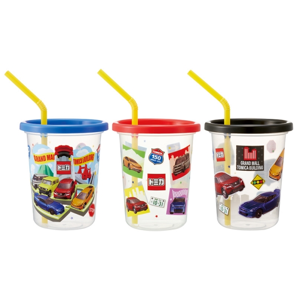 [320ml]ストロー付タンブラー 3個 トミカ26