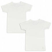 [キッズ] 半袖 丸首シャツ2枚組 オーガニックコットン ホワイト