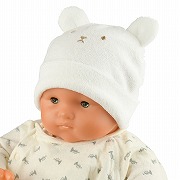[新生児から]ベビー帽子　パイルくま耳　オフホワイト