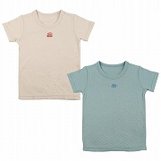 [ベビー]　ふわふわコットン　半袖　丸首シャツ２枚組　ぞう　ブルー