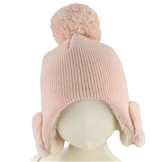 [48~50cm]ウィンター帽　ボンボン付き　裏ボア　ピンク