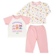 [ベビー]２トップパジャマ　長袖・半袖　アンパンマン　ピンク