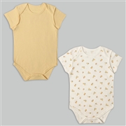 【SALE】速く乾く　半袖　ロンパース　２枚組　かぶり　レモン　イエロー