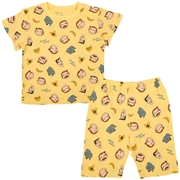 [ベビー]半袖パジャマ　総柄　おさるのジョージ イエロー