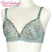 シルエットキレイノンワイヤーブラ　花柄（授乳機能付）　グリーン