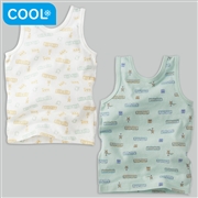 [ベビー]前後着られるメッシュ　タンクトップ　２枚組　電車　グリーン