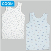 [ベビー]前後着られるメッシュ　タンクトップ　２枚組　海の生きもの　サックス