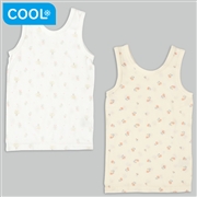 [ベビー]前後着られるメッシュ　タンクトップ　２枚組　お花　アイボリー