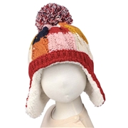 [50~54cm]ニット帽子パッチワーク風 レッド