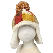 [50~54cm]ニット帽子パッチワーク風 オレンジ