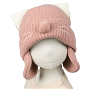 [50~54cm]ニット帽子ねこ ピンク