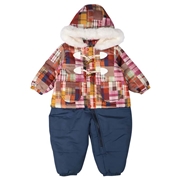 [ベビー]パッチワークチェックジャンプスーツ　レッド